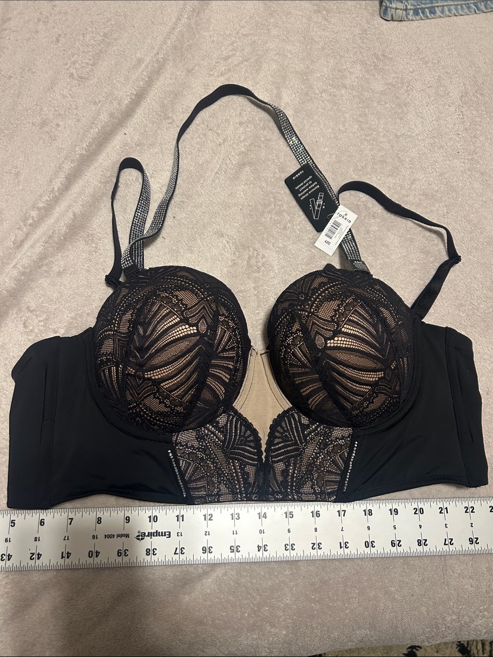 Torrid Black Lace Longline Push-Up Bra halter or shoulder strap